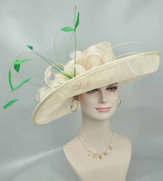 Sinamay Derby Hat: Champagne Wedding Tea Party Hat
