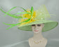 Sinamay Kentucky Derby Hat: Wide Brim Spring Green Wedding Hat