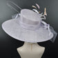 Lilac Wide Brim Sinamay Hat: Feather Flower Kentucky Derby Church Hat