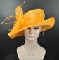 Orange Derby Hat: Floppy Brim Sinamay Church Hat