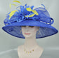 Royal Blue Kentucky Derby Hat: Feather Flower Tea Party Wedding