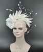 White Feather Fascinator Hat: Silk Flower Headband