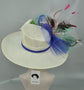Wide Brim Sinamay Derby Hat: Feather Flowers Tea Party