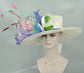 Wide Brim Sinamay Kentucky Derby Hat: Feather Flowers Tea Party