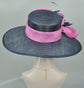Navy Sinamay Kentucky Derby Hat: Wide Brim Royal Ascot Hat