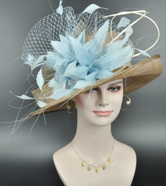 Kentucky Derby Hat: Jumbo Feather Flower Sinamay Church Hat