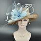 Kentucky Derby Hat: Jumbo Feather Flower Sinamay Church Hat