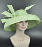 Green Audrey Hepburn Style Wide Brim Kentucky Derby Hat, Ascot Hat for Wedding & Tea Party, Garden Party Hat, Mother of the Bride, Church