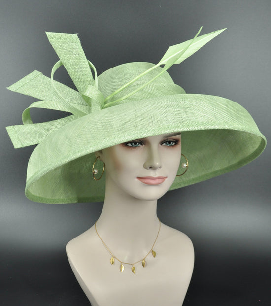 Spring Green Sinamay Dome Hat: Audrey Hepburn Style Kentucky Derby Tea Party