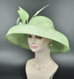 Green Audrey Hepburn Style Wide Brim Kentucky Derby Hat, Ascot Hat for Wedding & Tea Party, Garden Party Hat, Mother of the Bride, Church