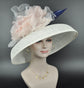 Wide Brim Sinamay Derby Hat: Audrey Hepburn Style, Silk Flower
