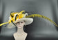 Wide Brim Sinamay Derby Hat: Yellow Flowers, Zebra Pheasant Feather