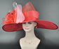 Red Kentucky Derby Hat: Wide Brim Feathered Church Hat