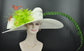 Wide Brim Sinamay Derby Hat: Feather Flower, Pheasant Tail