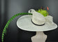 Wide Brim Sinamay Derby Hat: Feather Flower, Pheasant Tail