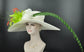 Wide Brim Sinamay Derby Hat: Feather Flower, Pheasant Tail