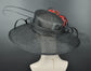 Black Sinamay Wide Brim Hat: Silk Rose Kentucky Derby Church Hat
