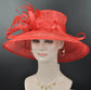Red Derby Hat: Wide Brim Feather Ascot Hat