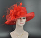 Derby Hat: Feather Flower Sinamay Ascot Hat