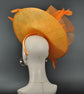 Orange  Sinamay Disc Fascinator Hat with  Jumbo   Feather Flowers