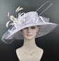 Lilac Wide Brim Sinamay Hat: Feather Flower Kentucky Derby Church Hat
