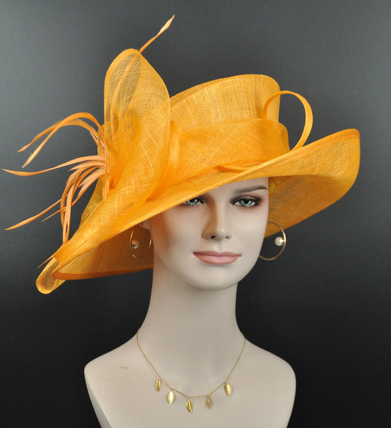 Orange Kentucky Derby Hat: Floppy Brim Sinamay Church Hat