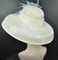 Sinamay Dome Hat: Audrey Hepburn Style, Kentucky Derby, Ivory & Powder Blue