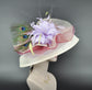 Wide Brim Sinamay Derby Hat: Audrey Hepburn Style, Feather Decoration