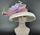 Wide Brim Sinamay Derby Hat: Audrey Hepburn Style, Feather Decoration