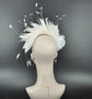 White Feather Fascinator Hat: Silk Flower Headband