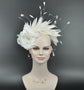White Feather Fascinator Hat: Silk Flower Headband