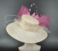Wide Brim Sinamay Kentucky Derby Hat: Pink Flower Wedding Tea Party