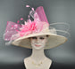 Wide Brim Sinamay Kentucky Derby Hat: Pink Flower Wedding Tea Party
