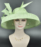 Green Audrey Hepburn Style Wide Brim Kentucky Derby Hat, Ascot Hat for Wedding & Tea Party, Garden Party Hat, Mother of the Bride, Church