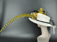 Wide Brim Sinamay Derby Hat: Yellow Flowers, Zebra Pheasant Feather