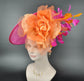 Hot pink w Orange Kentucky Derby Hat, Church Hat, Wedding Hat, Easter Hat, Tea Party Hat  Oaks day hat  Mother of Bride Hat Fascinator