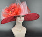 Red Kentucky Derby Hat: Wide Brim Feathered Church Hat