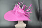 Fuchsia Derby Hat: Wide Brim Sinamay Feather Fascinator