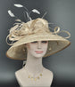 Sinamay Kentucky Derby Hat: Champagne Feather Ascot Hat