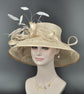 Sinamay Kentucky Derby Hat: Champagne Feather Ascot Hat