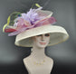 Wide Brim Sinamay Derby Hat: Audrey Hepburn Style, Feather Decoration