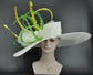 Wide Brim Kentucky Derby Hat: White Feather Ascot Hat