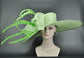 Spring Green Kentucky Derby Hat: Wide Brim Feathered Ascot Hat