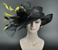 Kentucky Derby Hat: Black Feather Flower Sinamay Church Hat