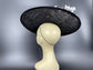 Wide Brim Kentucky Derby Fascinator  Hat, Ascot Hat for Wedding & Tea Party, Garden Party Hat, Mother of the Bride, Church Black  Pink White