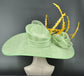 Spring Green Kentucky Derby Hat: Feathered Ascot Race Day Hat