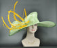 Spring Green Kentucky Derby Hat: Feathered Ascot Race Day Hat