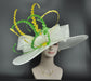 Wide Brim Kentucky Derby Hat: White Feather Ascot Hat