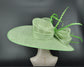 Spring Green Derby Hat: Wide Brim Feathered Ascot Hat