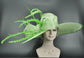 Spring Green Kentucky Derby Hat: Wide Brim Feathered Ascot Hat